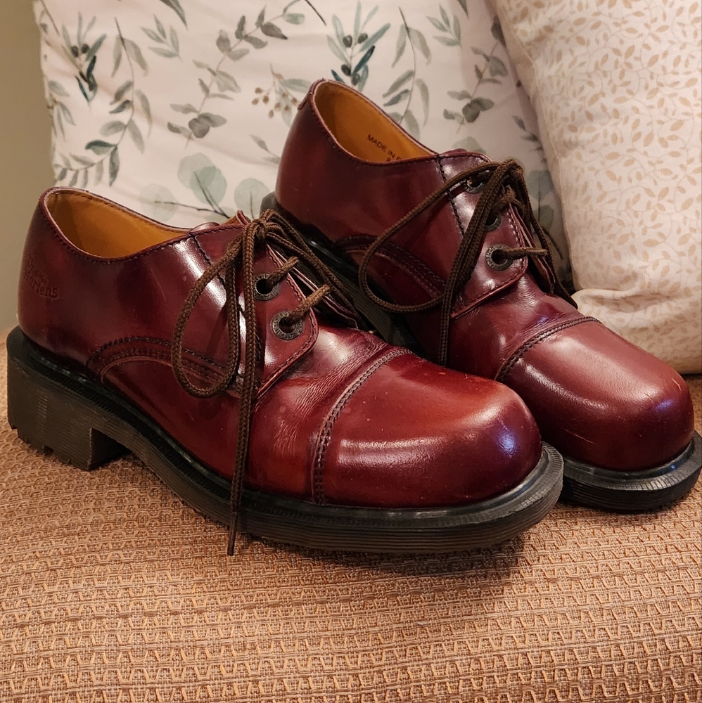 Dr Martens Vintage Made in England Maroon Leather Oxfords